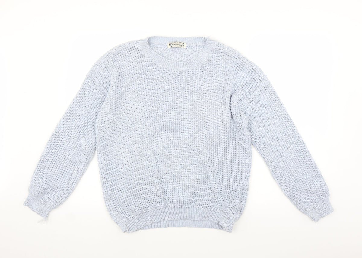 Hearts & Bows Womens Blue  Knit Pullover Jumper Size M