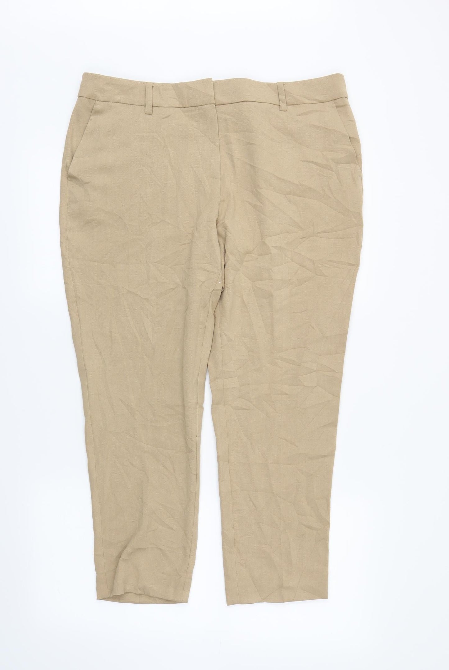 Womens UK Size 14 M&S Regular Fit  Beige Trousers