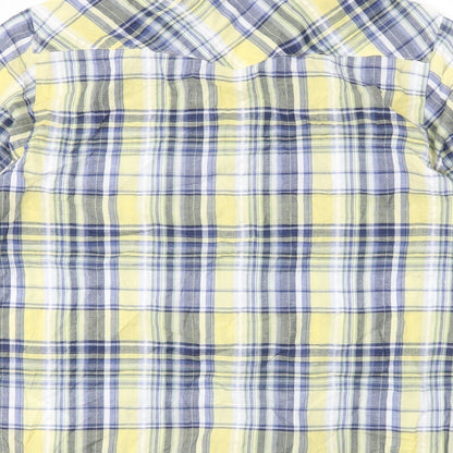 Mens UK Size M Kurt Muller Yellow  Button-Up Short Sleeve Casual Shirt