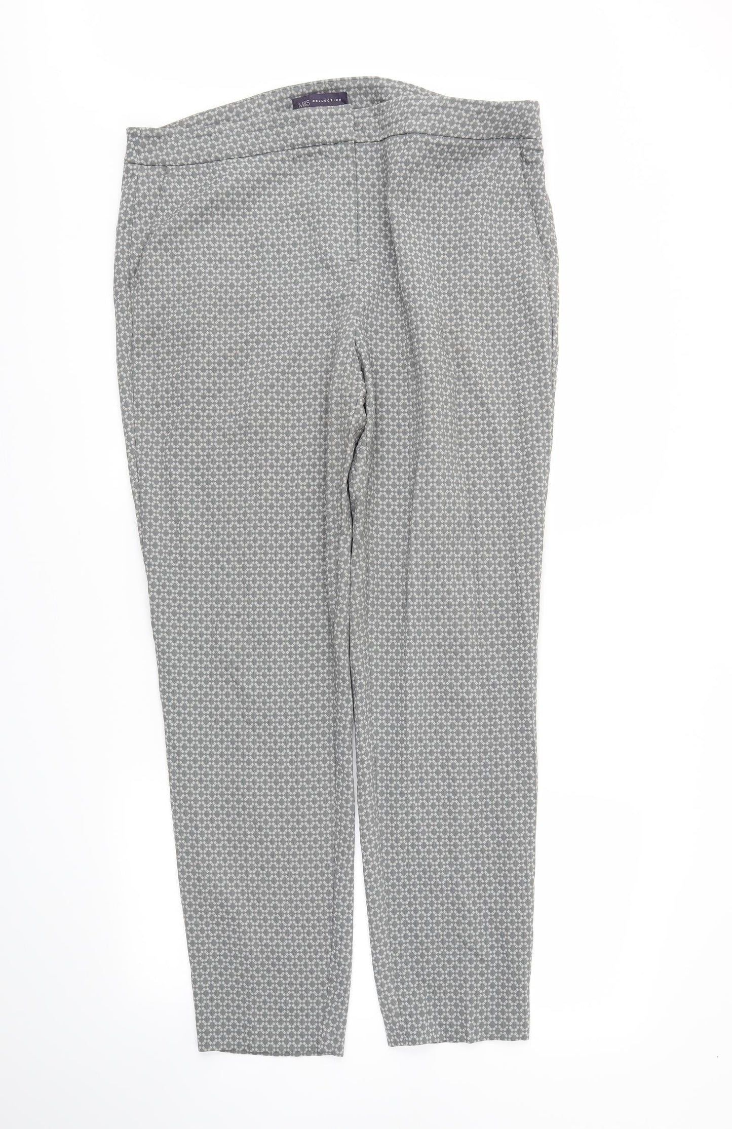 Womens UK Size 16 M&s Regular Fit  Grey Trousers