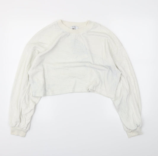 Bershka Womens White   Pullover Jumper Size L