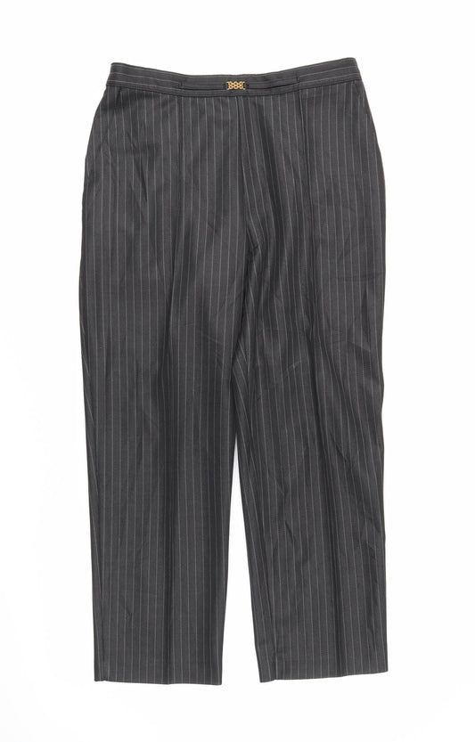 M&S Womens Black Striped  Trousers  Size 16 L24 in