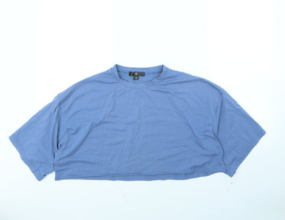 Womens UK Size 8 Missguided Blue Cropped T-Shirt