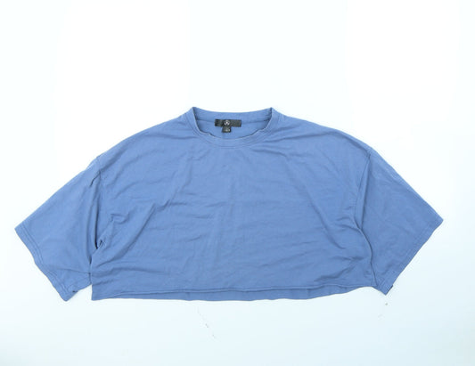 Womens UK Size 8 Missguided Blue Cropped T-Shirt