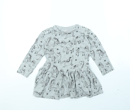 NEXT Girls Grey Spotted  Fit & Flare  Size 2 Years