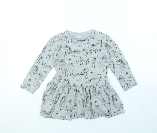 NEXT Girls Grey Spotted  Fit & Flare  Size 2 Years