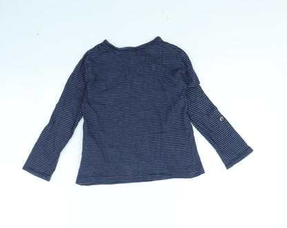 Back view of H&M girls’ blue striped basic t-shirt, size 4, years