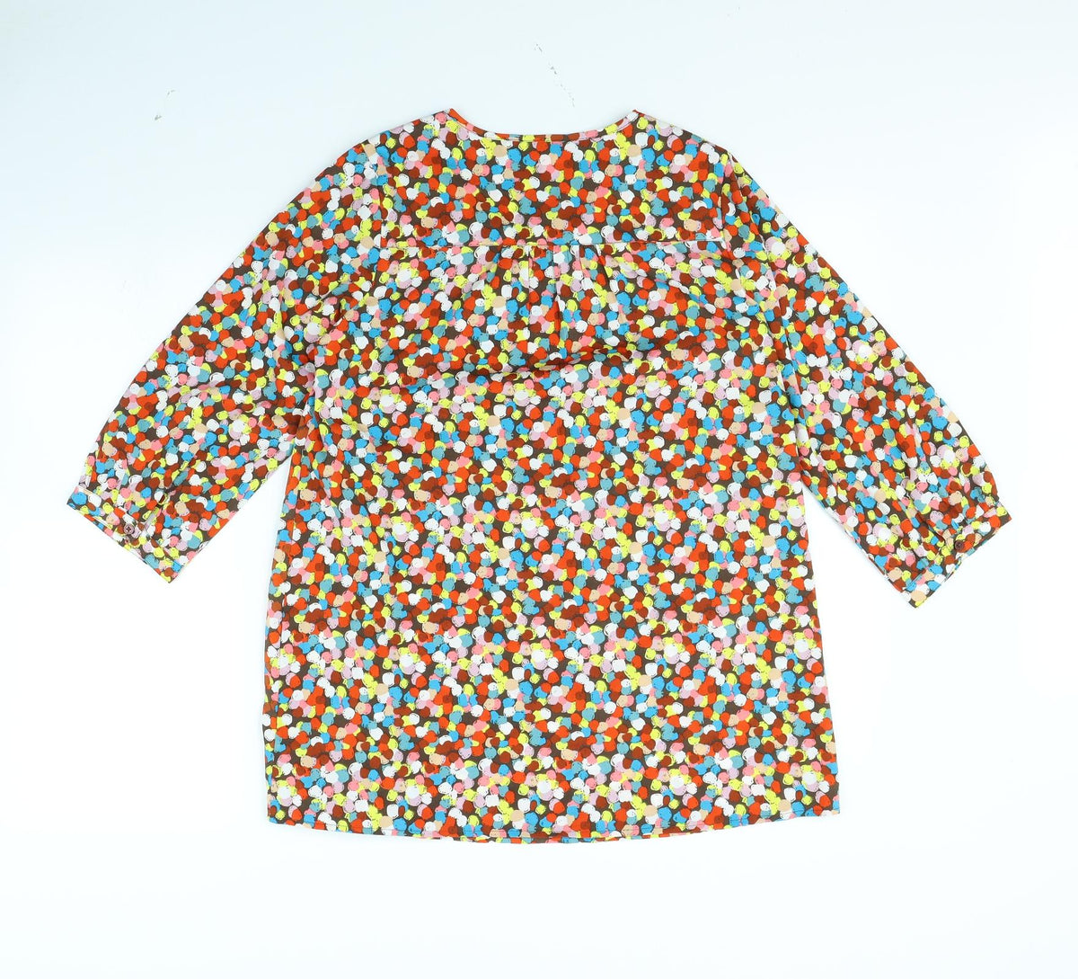 Back view of Tammy girls’ brown polka dot basic blouse, size 13, years