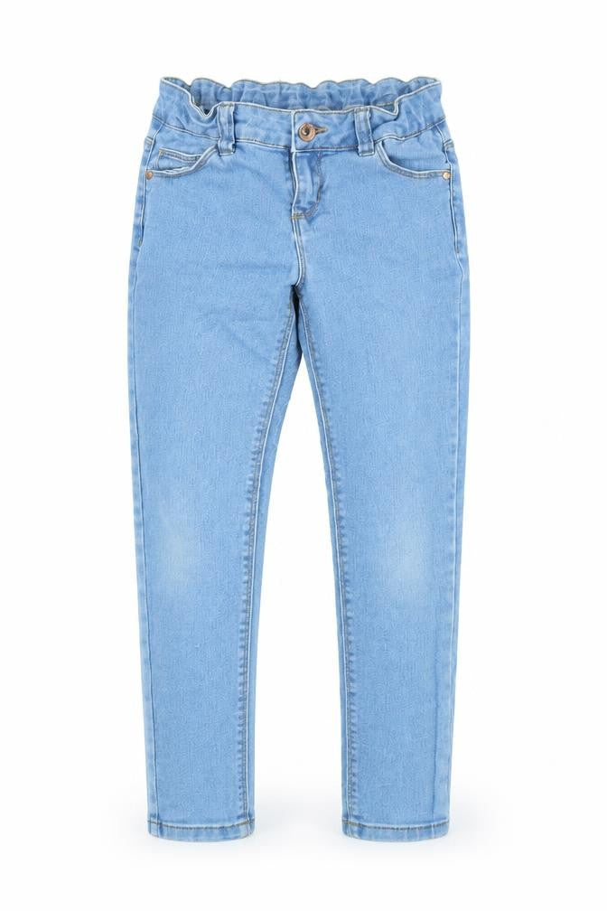 Front view of Denim & Co. girls’ blue straight jeans, size 9, years