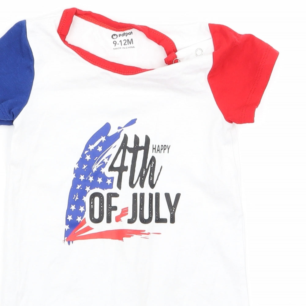 patpat Baby White   Babygrow One-Piece Size 12 Months  - 4th of july
