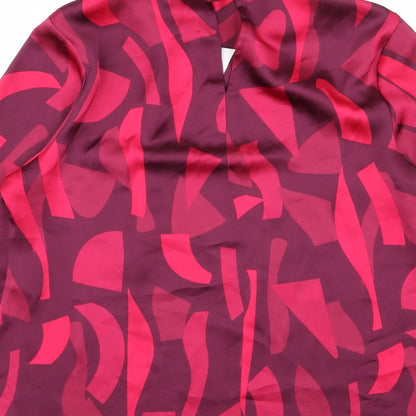 petite Womens Red Camouflage  Basic Button-Up Size 12