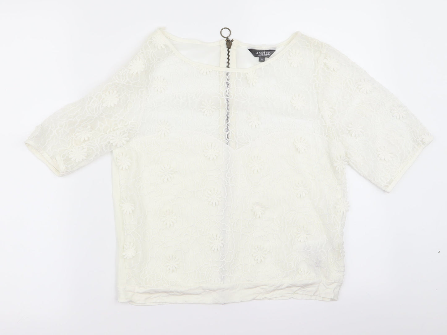 Womens UK Size 12 limited White Basic T-Shirt
