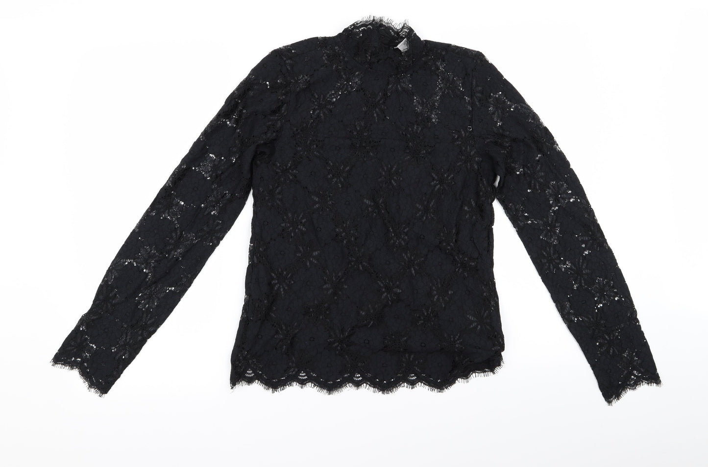 Womens UK Size XS Preworn Black Basic Blouse