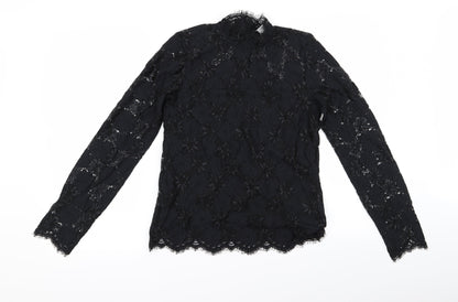 Womens UK Size XS Preworn Black Basic Blouse