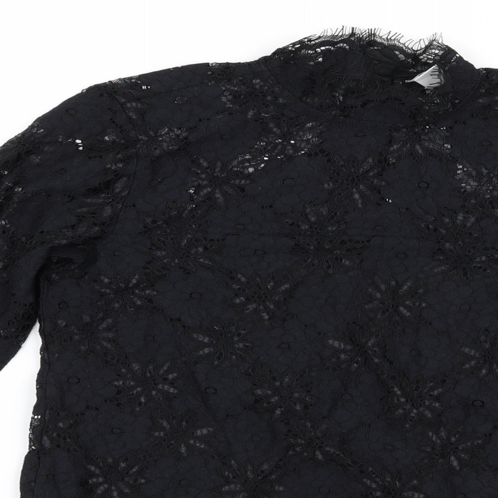 Womens UK Size XS Preworn Black Basic Blouse