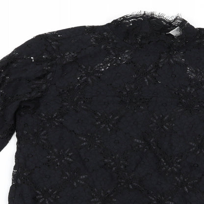 Womens UK Size XS Preworn Black Basic Blouse