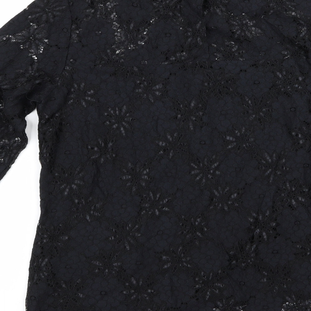 Womens UK Size XS Preworn Black Basic Blouse