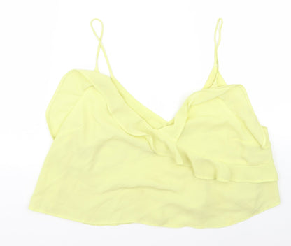 Womens UK Size 16 Preworn Yellow Cropped Blouse