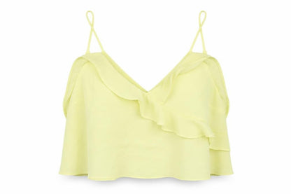 Womens UK Size 16 Preworn Yellow Cropped Blouse
