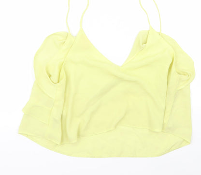 Womens UK Size 16 Preworn Yellow Cropped Blouse