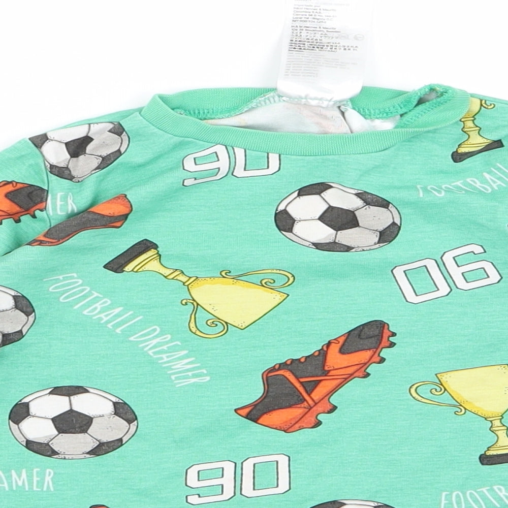 H&M Baby Green  Rayon Basic T-Shirt Size 12 Months  - football