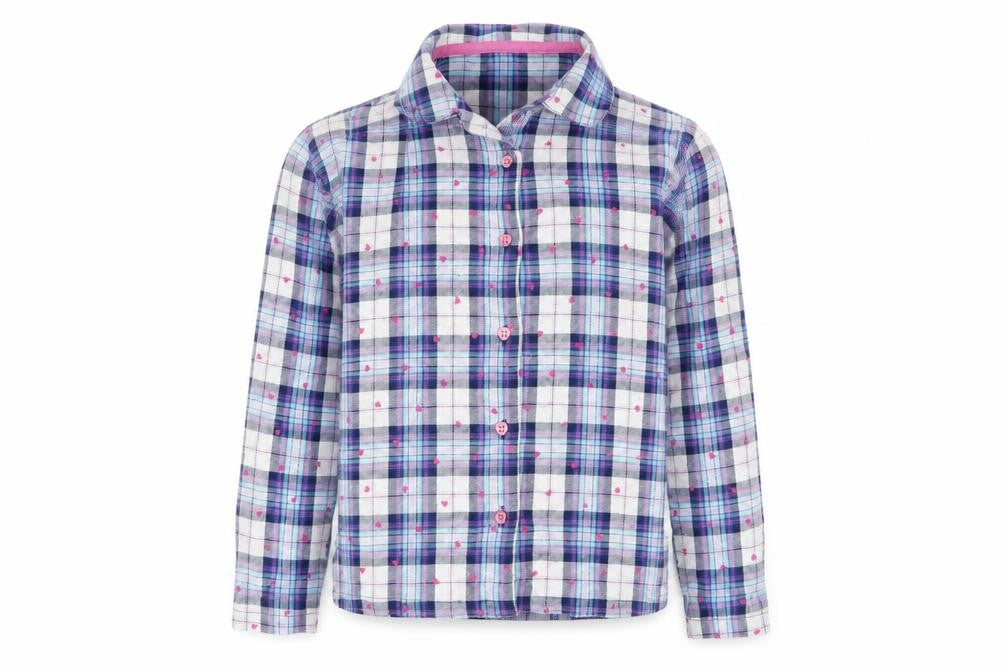 Front view of George girls’ blue basic button-up, size 8, years