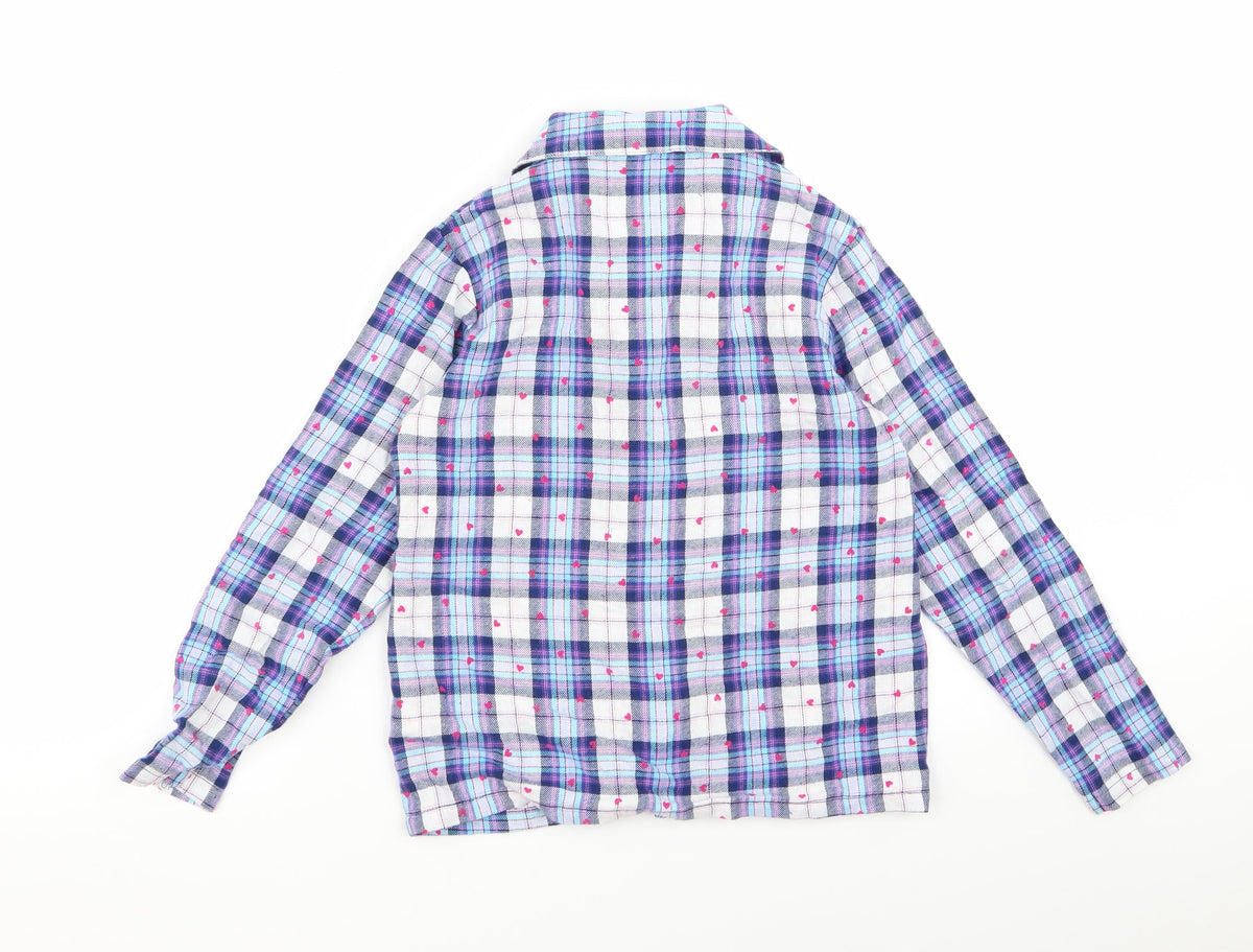 Back view of George girls’ blue basic button-up, size 8, years