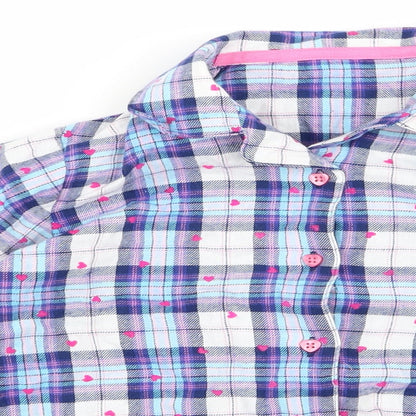 Close-up detail of George girls’ blue basic button-up, size 8, years
