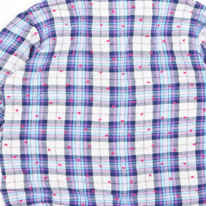 Brand and care label for George girls’ blue basic button-up, size 8, years