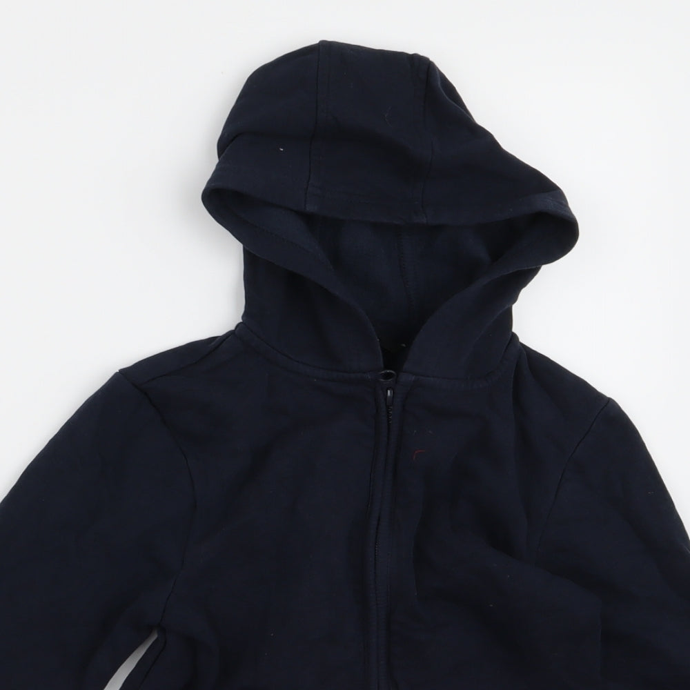 Close-up detail of George boys’ blue jacket, size 7, years
