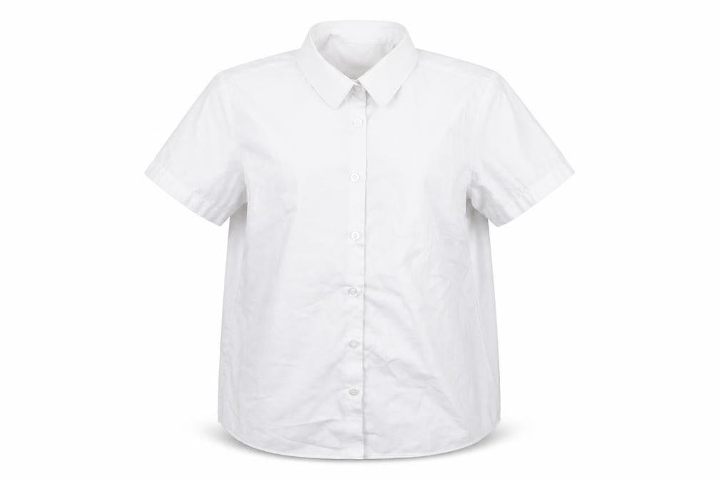 Front view of George girls’ white rayon basic button-up, size 12, years
