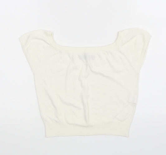 Front view of Atmosphere women’s white cropped tank, size UK 8
