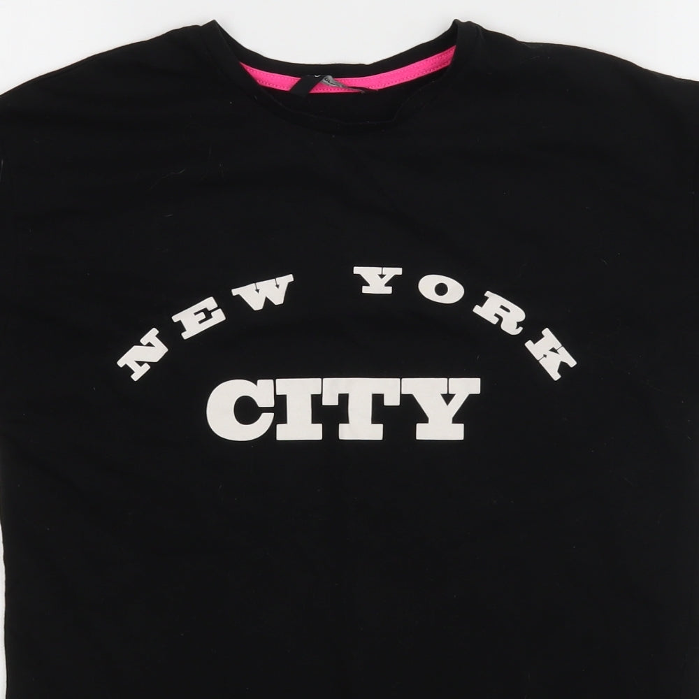 George Girls Black   Basic T-Shirt Size 10-11 Years  - New York