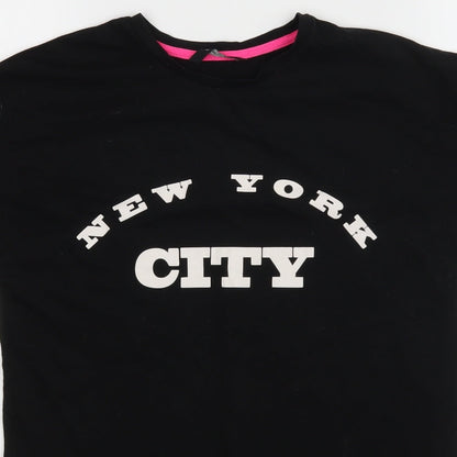 George Girls Black   Basic T-Shirt Size 10-11 Years  - New York