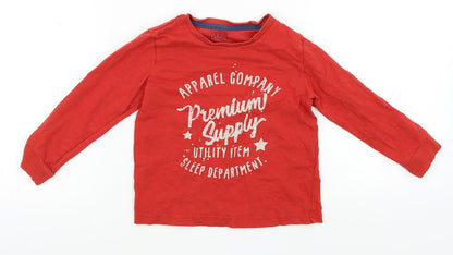 Marks & Spencer Boys Red   Basic T-Shirt Size 3-4 Years