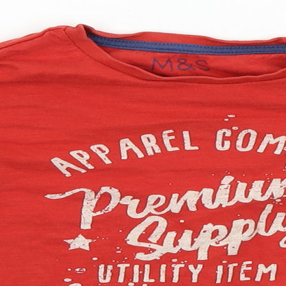 Marks & Spencer Boys Red   Basic T-Shirt Size 3-4 Years