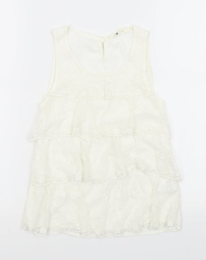 H&M Girls White   Basic Blouse Size 10-11 Years