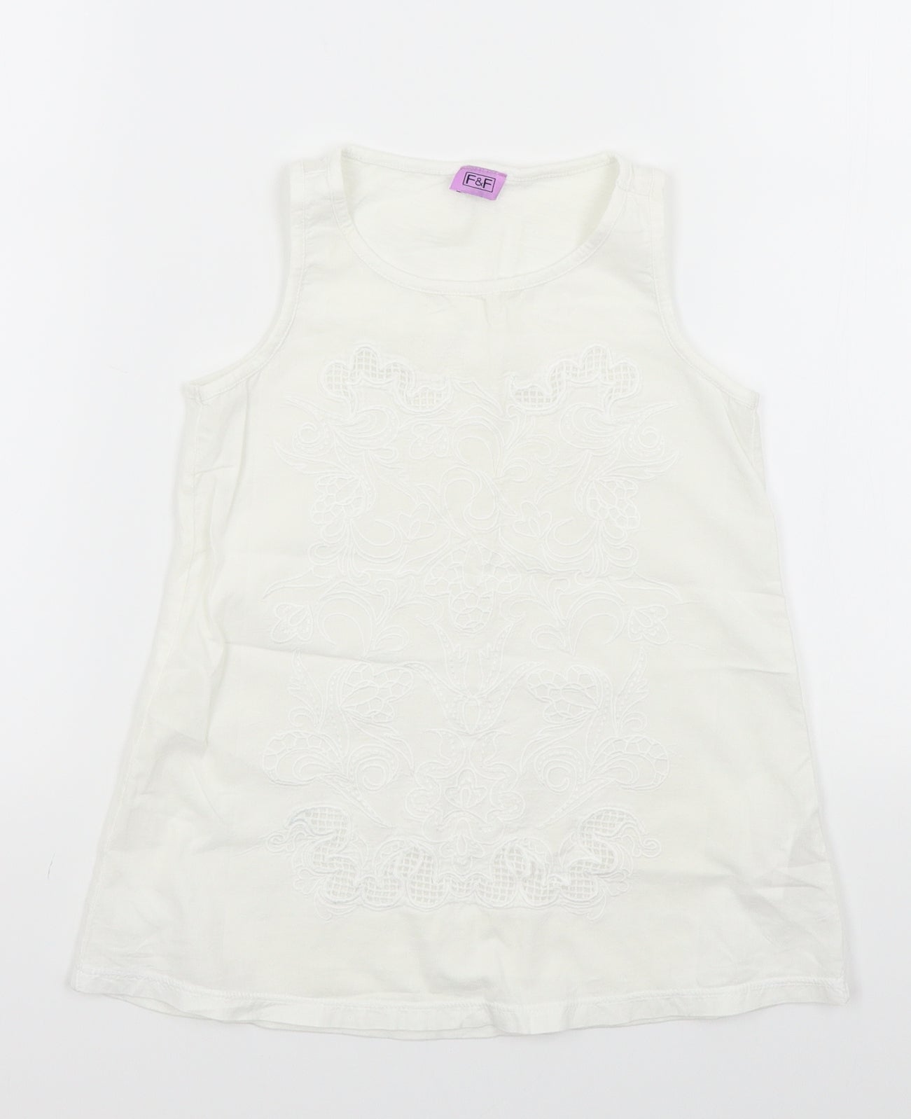 F&F Girls White   Basic T-Shirt Size 7-8 Years
