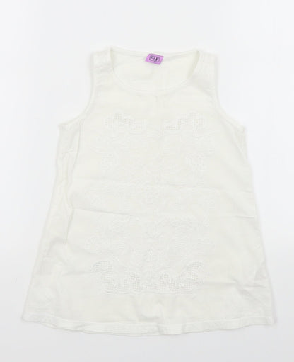F&F Girls White   Basic T-Shirt Size 7-8 Years