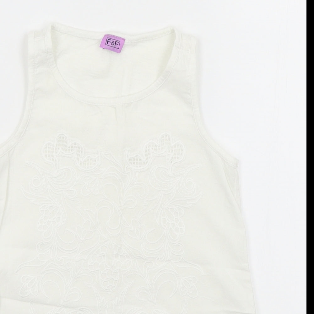 F&F Girls White   Basic T-Shirt Size 7-8 Years