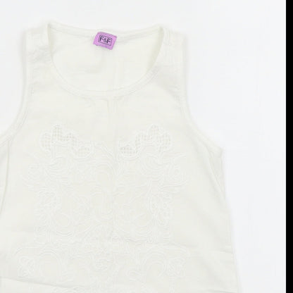 F&F Girls White   Basic T-Shirt Size 7-8 Years
