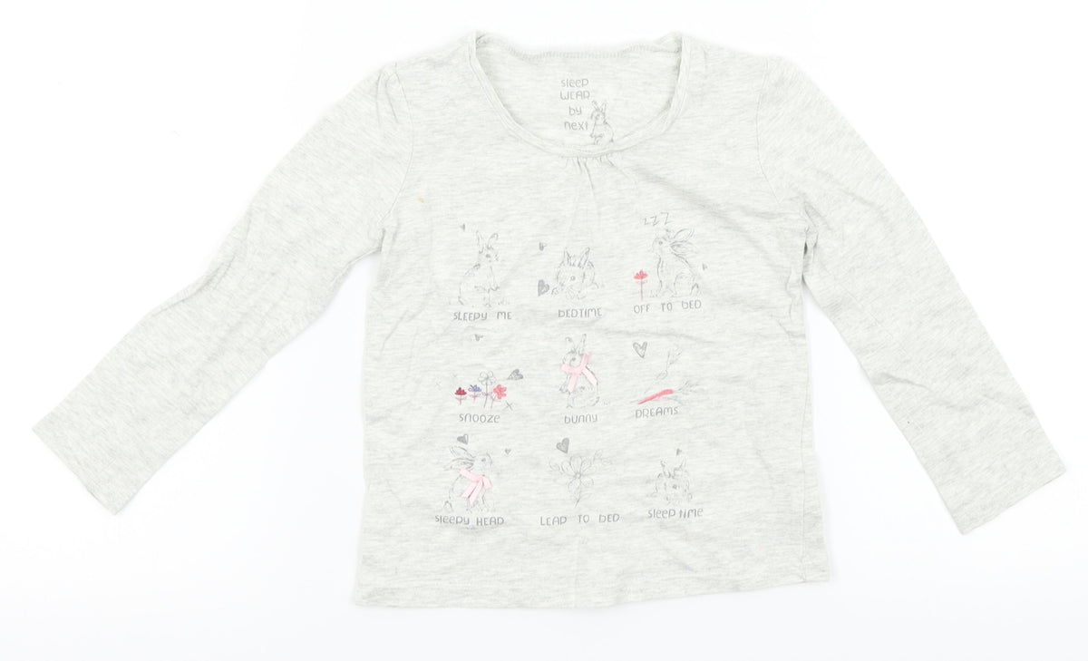 Additional front view of Next Baby Grey Basic T-Shirt, size 12-18, Months - bunny