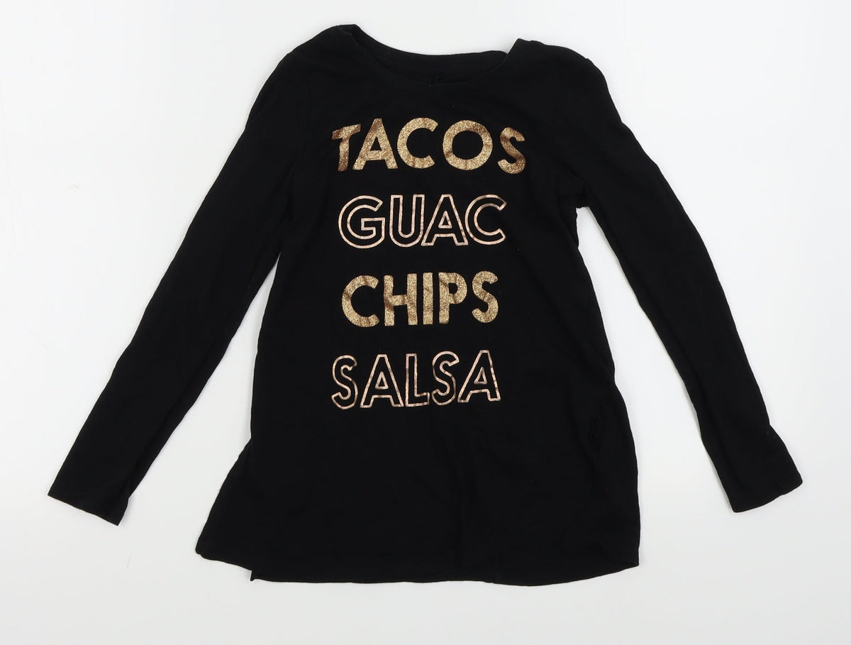Additional front view of Epic Threads girls’ black basic t-shirt, size S