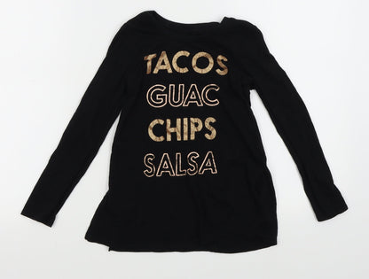 Additional front view of Epic Threads girls’ black basic t-shirt, size S