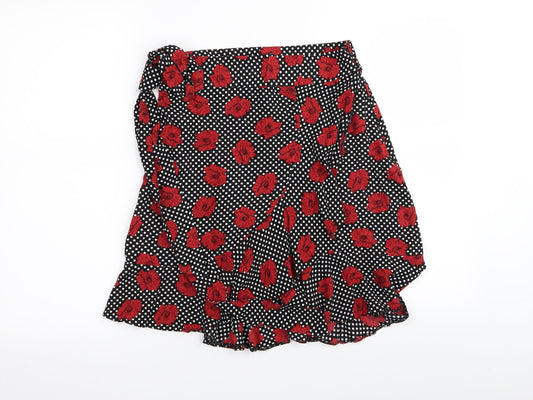 Papaya Womens Black Polka Dot  Flare Skirt Size 8