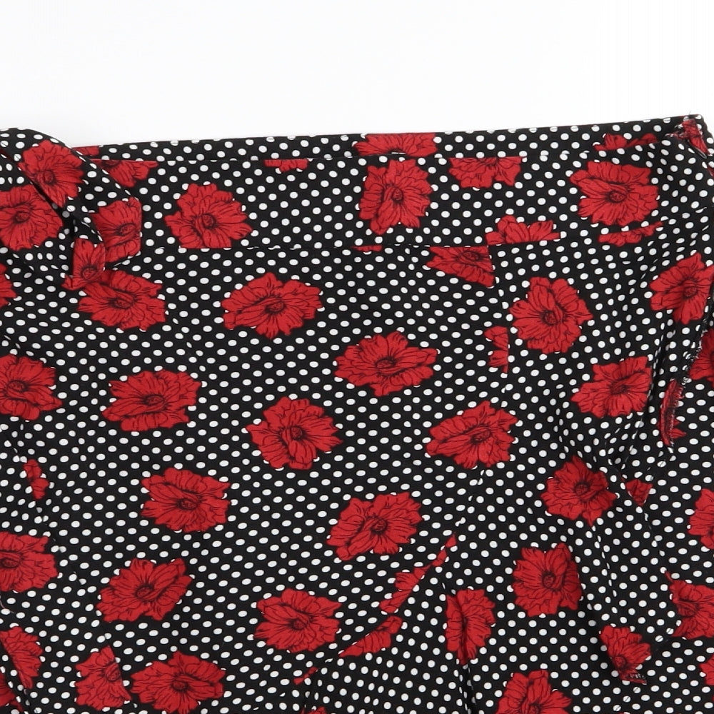 Papaya Womens Black Polka Dot  Flare Skirt Size 8