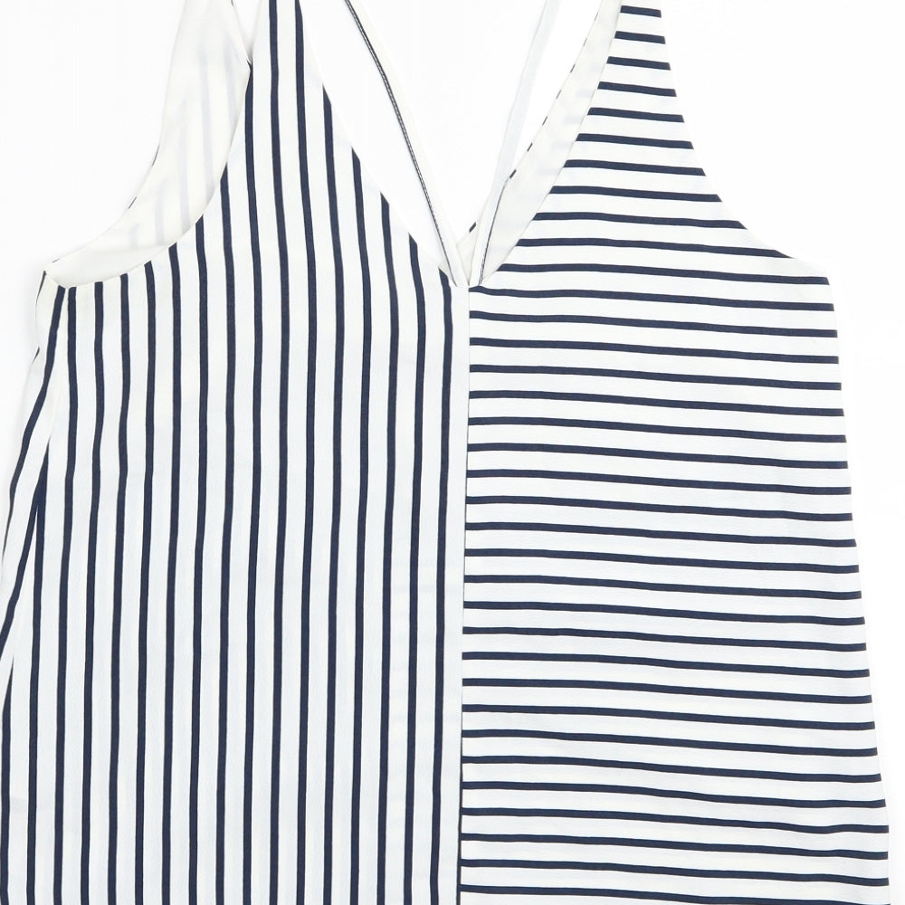 Topshop Womens White Striped  Camisole Tank Size 8
