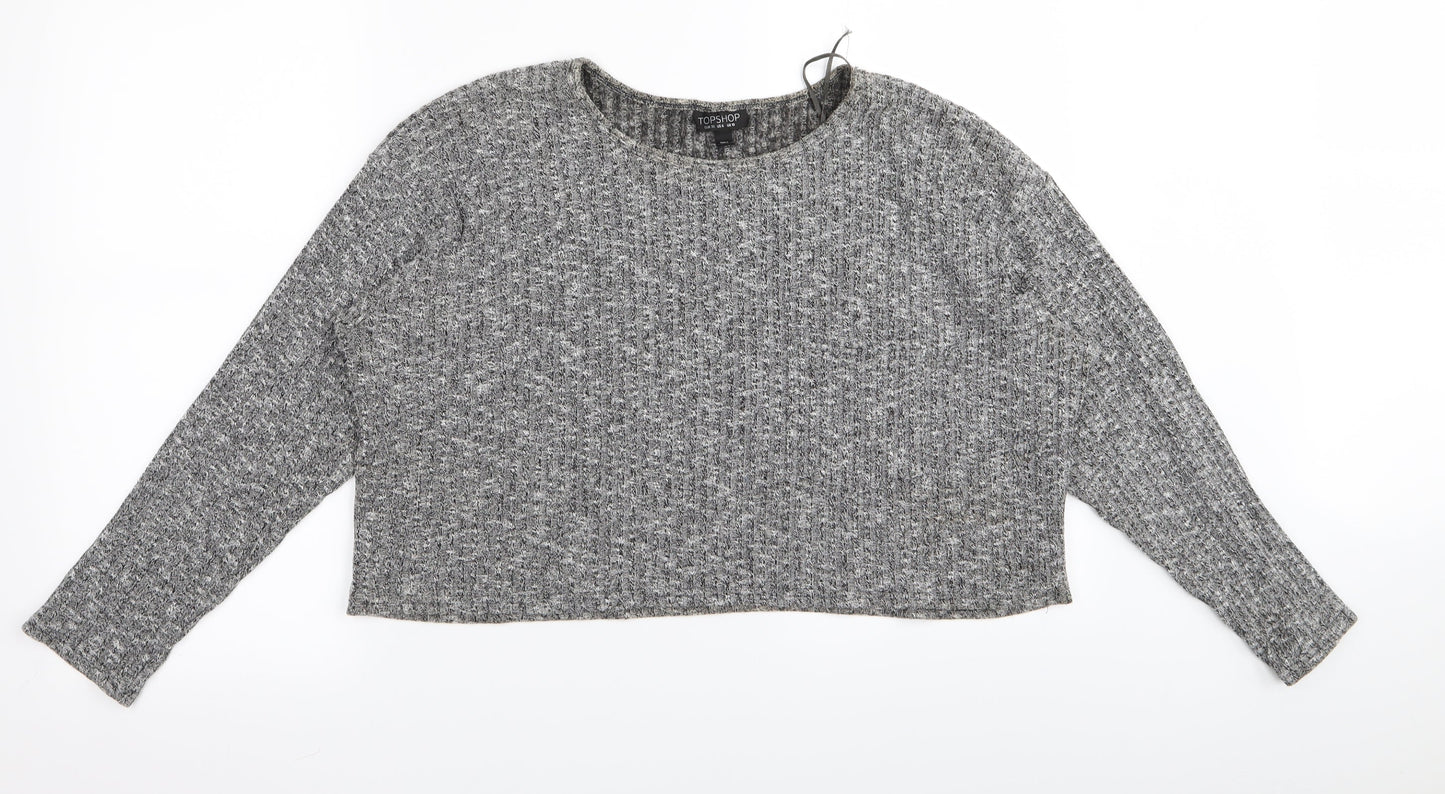 Womens UK Size 10 Topshop Grey Basic T-Shirt