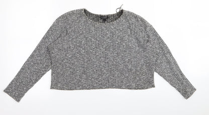 Womens UK Size 10 Topshop Grey Basic T-Shirt