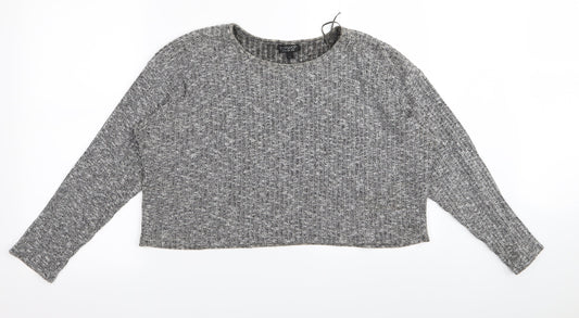 Womens UK Size 10 Topshop Grey Basic T-Shirt